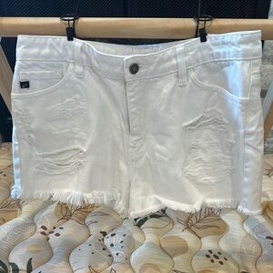 KanCan White Distressed Jean Shorts